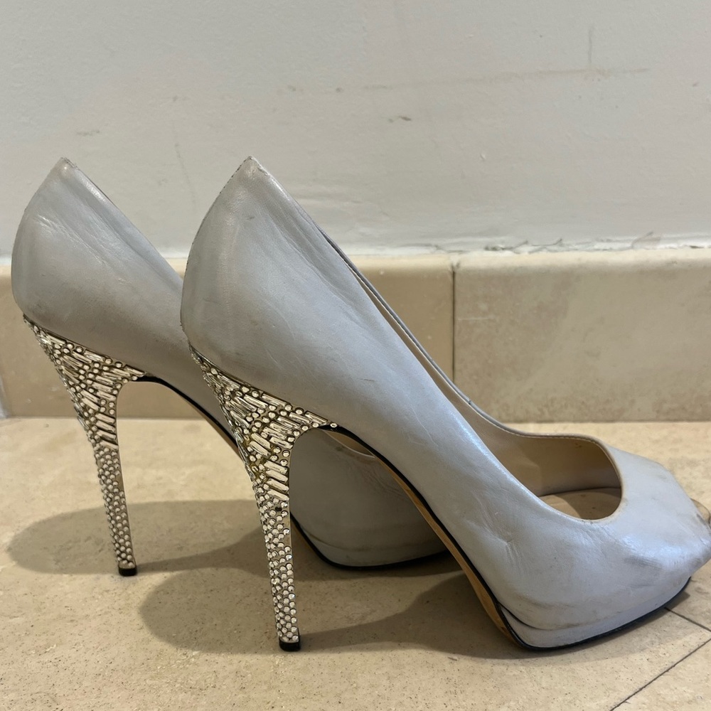 Giuseppe Zanotti pale blue crystal heel pump